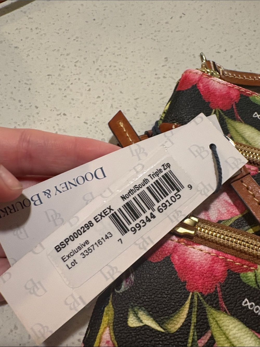Dooney & Bourke Black Crossbody with Pink Floral Hibiscus Print - Picture 2 of 12